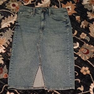 Denim Pencil Skirt with Front Slit